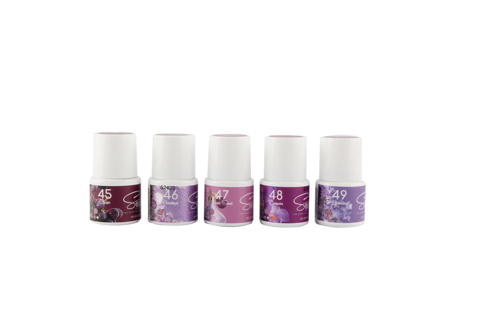 GEL 1 PASO COLECCIÓN GRAPE PURPLE (colores morados) 5pz 10ml c/u