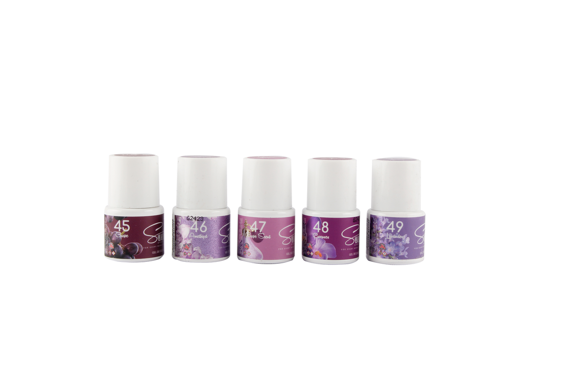 GEL 1 PASO COLECCIÓN GRAPE PURPLE (colores morados) 5pz 10ml c/u