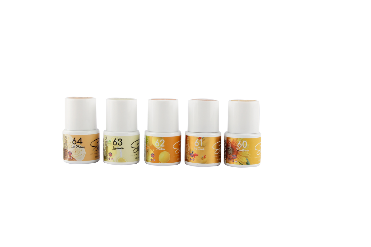 GEL 1 PASO COLECCIÓN HAPPY YELLOW (colores amarillos) 5pz 10ml c/u