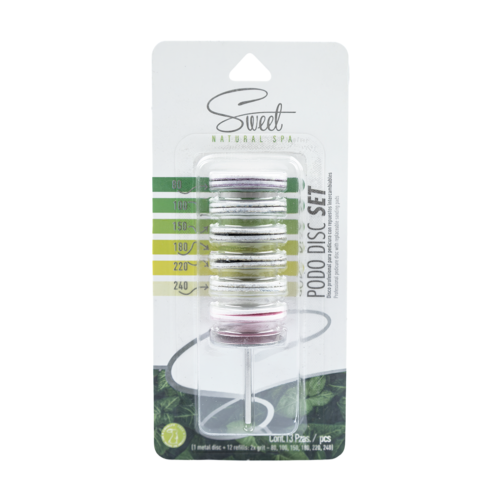 SWEET NATURAL SPA PODO DISC set 13pz (1 Podo Disco de Metal + 12 Repuestos Adheribles)