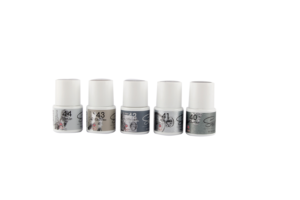 GEL 1 PASO COLECCIÓN SILVER GRAY (colores grises) 5pz 10ml c/u