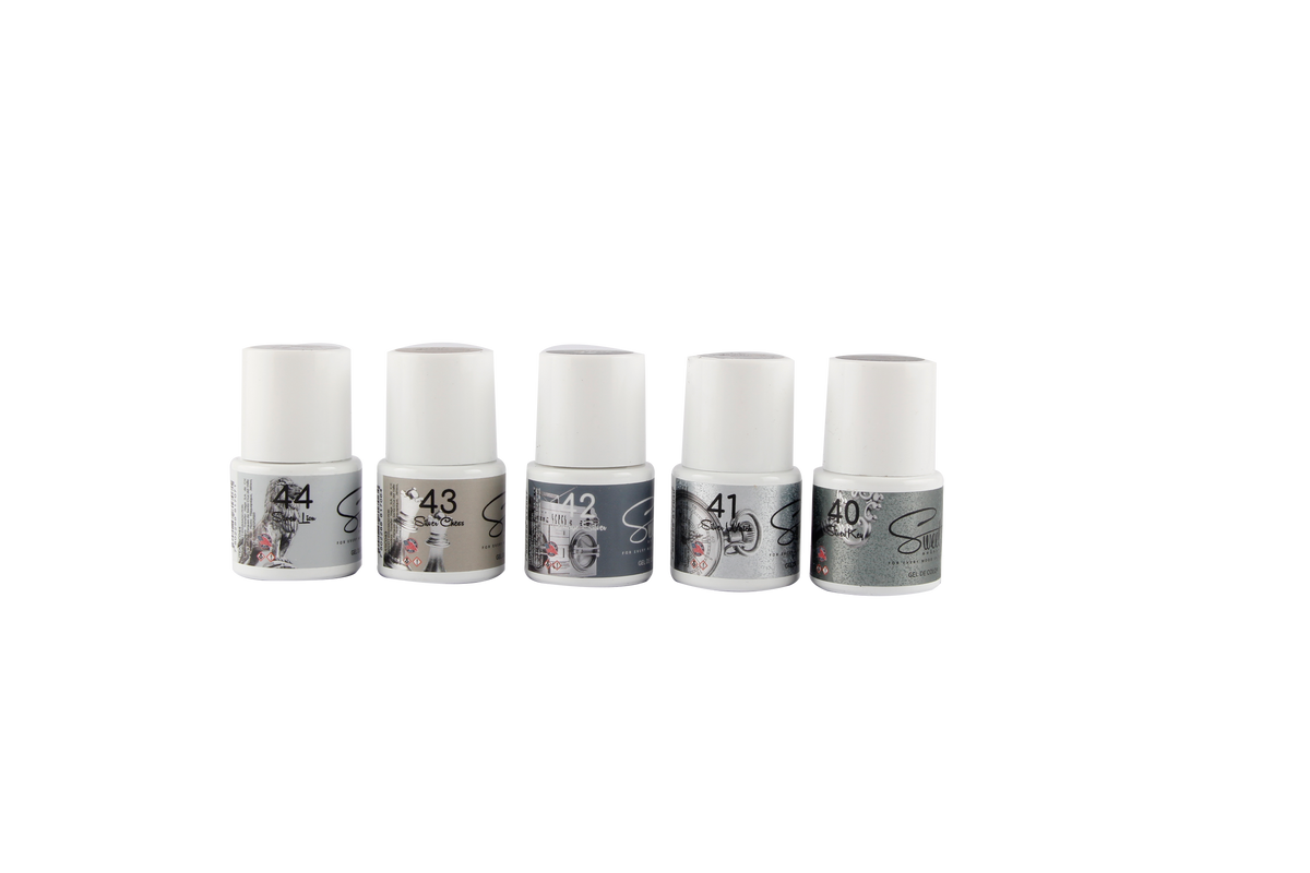 GEL 1 PASO COLECCIÓN SILVER GRAY (colores grises) 5pz 10ml c/u