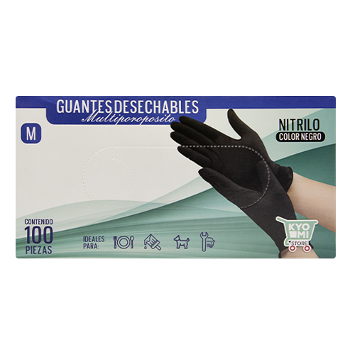 GUANTES DE NITRILO NEGRO M mediano 100pz