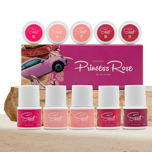 SWEET COLORS GEL 1 PASO COLECCIÓN PRINCESS ROSE (colores rosas) 5pz 10ml c/u